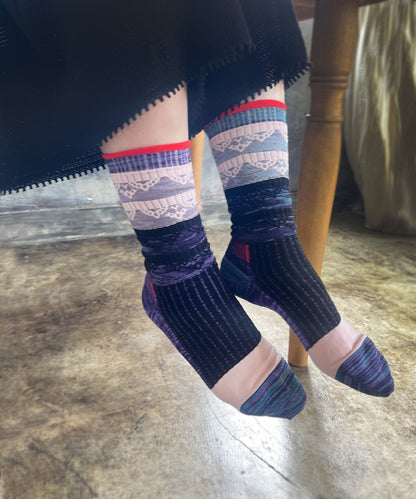 Nonnette Purple Mix Color Socks, made in Japan, #NS391Y-40