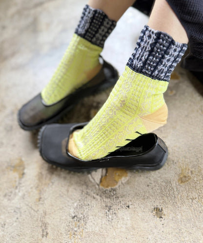 Nonnette Yellow Sparkling Road Lace Socks, made in Japan, #NS405T-20