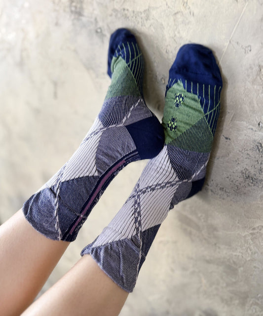 Nonnette Purple Big Dia Color Socks, made in Japan, #NS410K-88