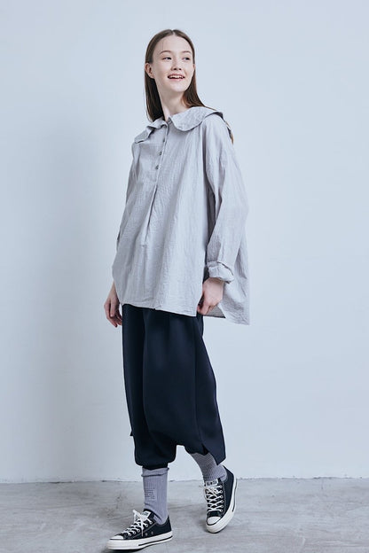 (g) Round Collar Shirt, 2 Colors, made in Japan