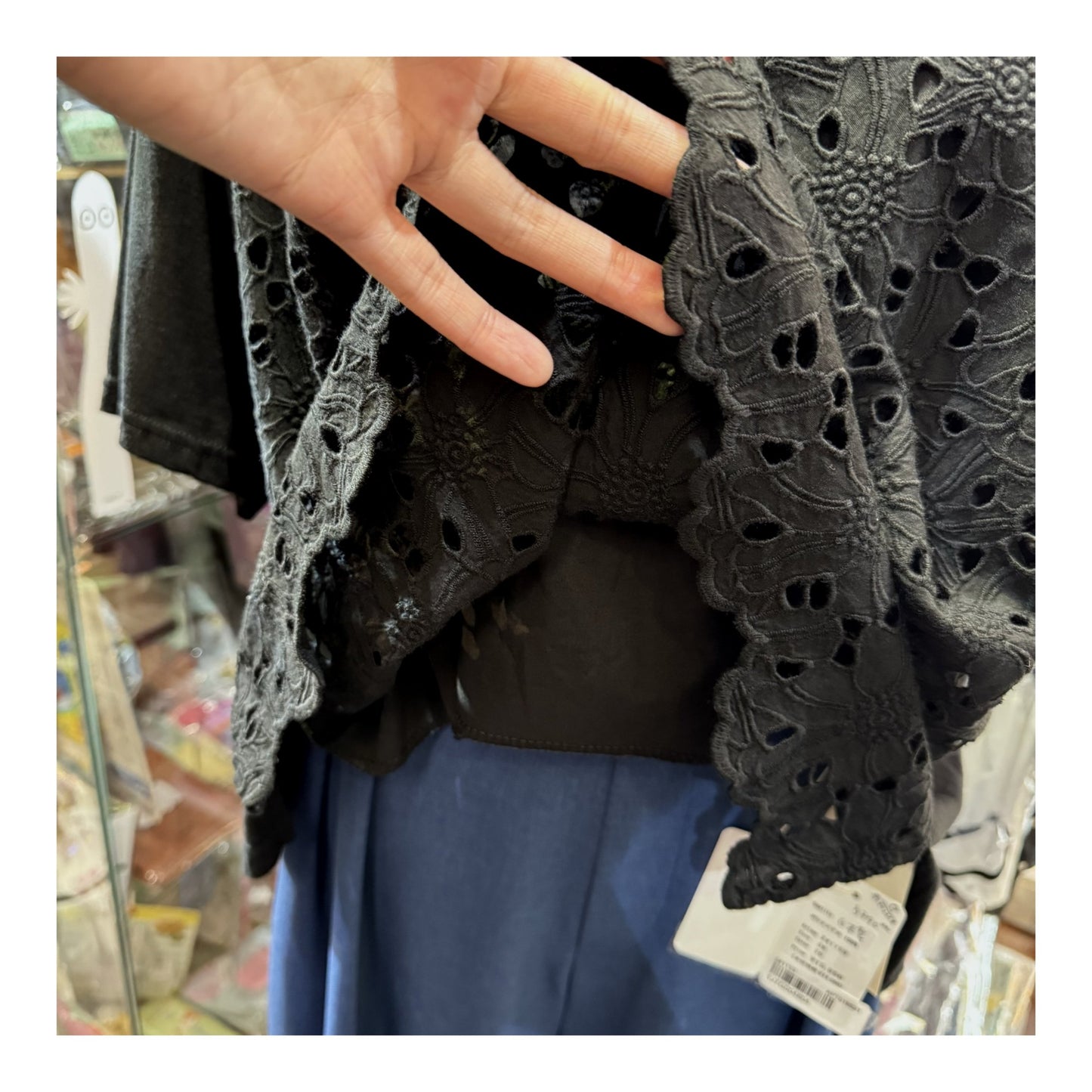EXTRA20- Peindre Black Lace T-shirt, made in Korea