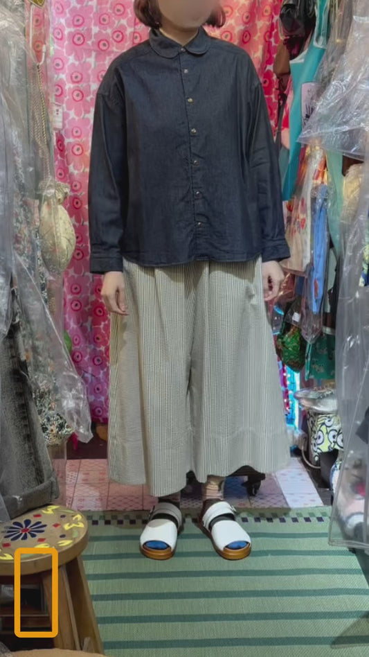 Sale- Ouvert Round Collar Denim Shirt, made in Japan