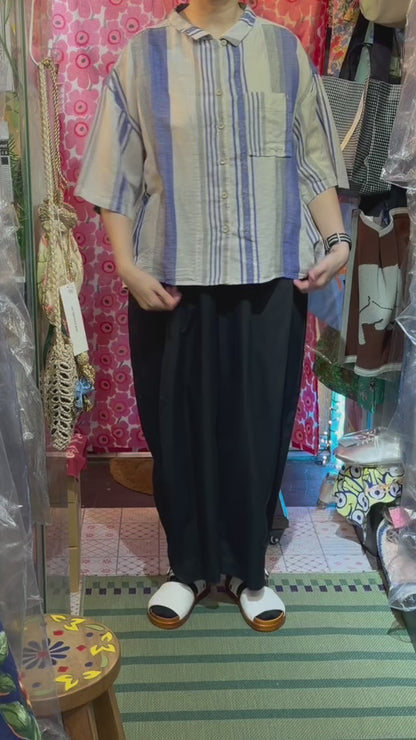 Tumugu Striped Linen Cotton Shirt, made in Japan
