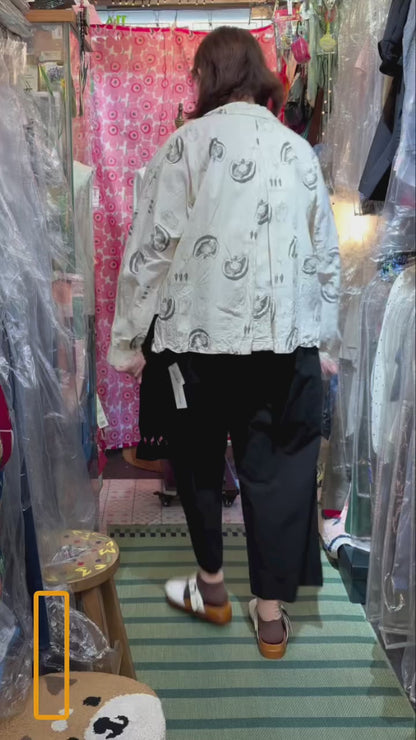 Veritecoeur Original Vegetable Prints Round Collar Ivory 2Way Shirt, made in Japan