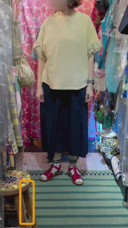 Sale- Yarra X Talk With Organic Dyeing Frill Long T-shirt, made in Japan