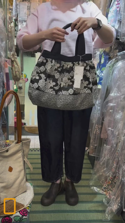 Castle Combe Embroidery Cotton Handbag, made in Japan
