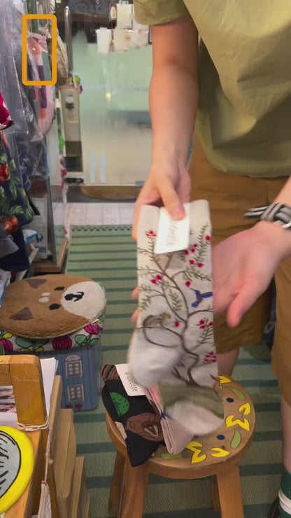 ande Forest & Monkey Grey Socks, made in Japan