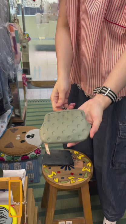 Kanmi Polka Leather Wallet, Coin Bag, 2 Colors, made in Japan