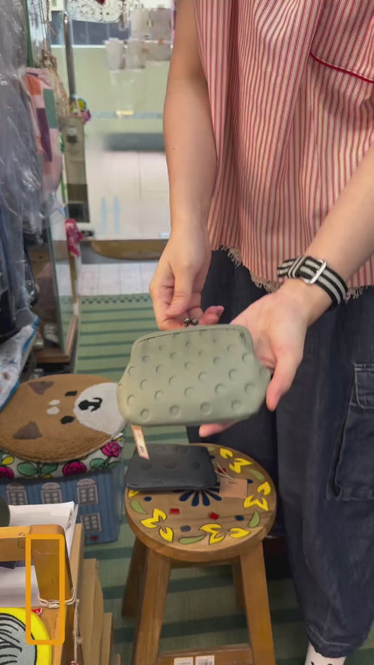 Kanmi Polka Leather Wallet, Coin Bag, 2 Colors, made in Japan