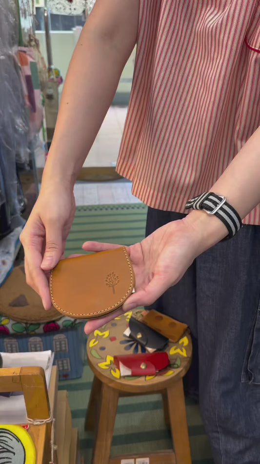 Kanmi Polka Leather Small Pouch, 4 Colors, made in Japan