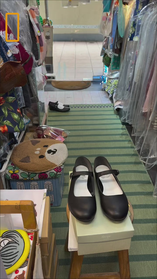Recipe Black Mary Jane Leather Shoes, made in Japan