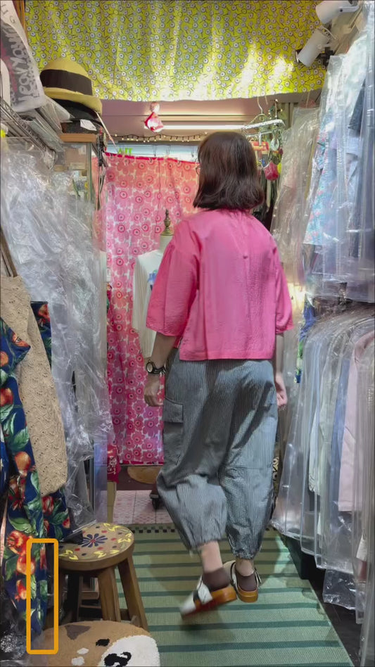 Sale- Iki Pink Cupra Short Blouse Shirt, made in Japan